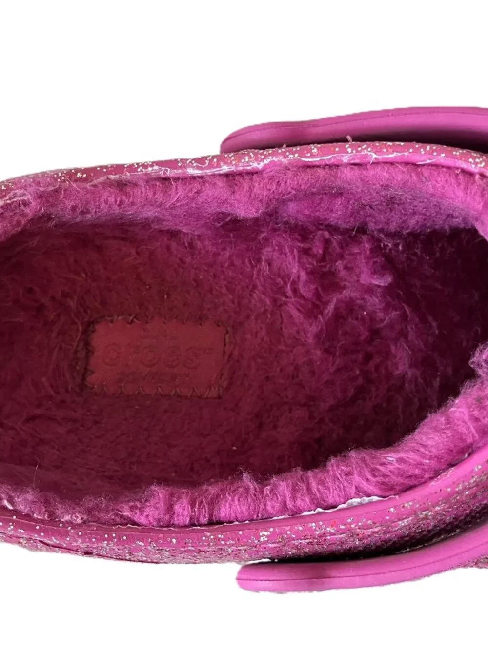 Crocs Pink Glitter Fuzz-Lined Clogs - Youth Size J3